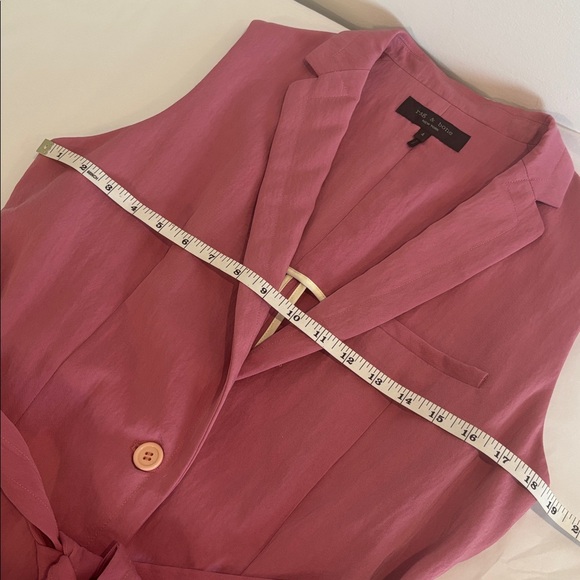 RAG & BONE Margot sleeveless blazer self tying belt front button blush pink sz4 - Picture 12 of 14